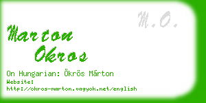 marton okros business card